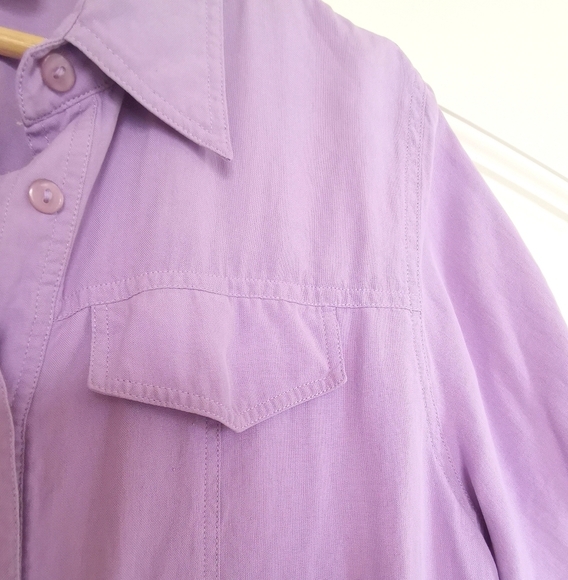 Vintage Elite Y2K pure silk lavender purple blouse top short sleeve - Picture 7 of 7